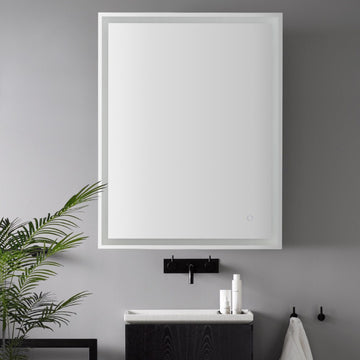 Pax Rectangular Frameless Anti-Fog Aluminum Front/Back-lit Tri-color LED Bathroom Vanity Mirror with Smart Touch Control - JONATHAN Y
